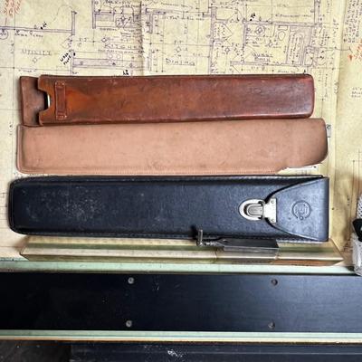 U873 Vintage Drafting Table, Rulers, Clipers, and Light Box Lot