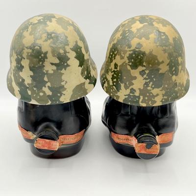 JIM BEAM ~ Pair (2) ~ 1975 GI Military Boots & Camo Helmet Decanter