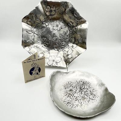WENDELL AUGUST FORGE ~ Pair (2) ~ Hammered Aluminum Decorative Trays