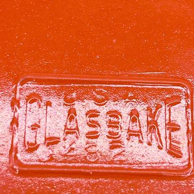 GLASBAKE ~ Vtg. Art Deco Casserole Dish With Fin Lid