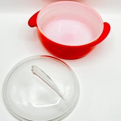 GLASBAKE ~ Vtg. Art Deco Casserole Dish With Fin Lid