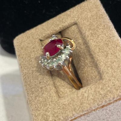 Ruby color 14kt GE ring