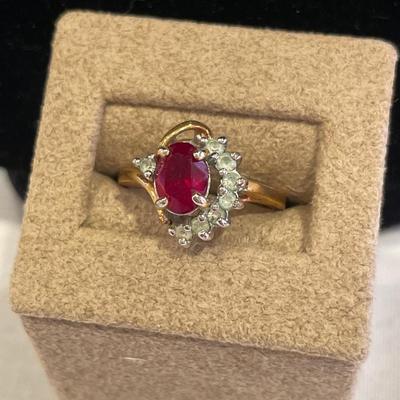 Ruby color 14kt GE ring