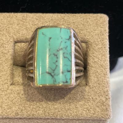 Rectangle turquoise looking stone ring