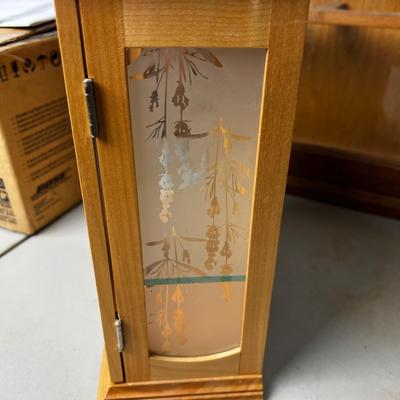U891 Vintage Oak Liquor Cabinet & Small Glass Display