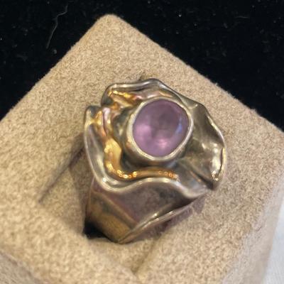 Purple stone with 14k & 925 band
