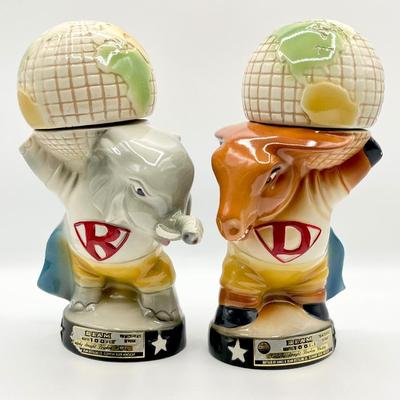 JIM BEAM ~ Pair (2) ~ 1980 Republican & Democratic Decanters