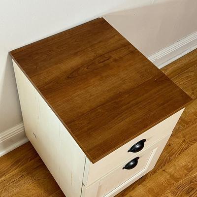 SAUDER ~ Distressed Rolling Wooden Filing Cabinet