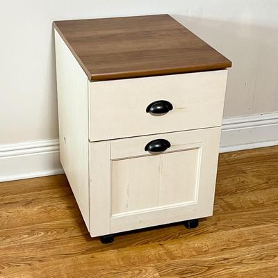 SAUDER ~ Distressed Rolling Wooden Filing Cabinet