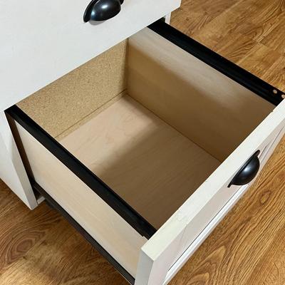 SAUDER ~ Distressed Rolling Wooden Filing Cabinet