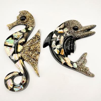 BETTYâ€™S SHELLS ~ Pair (2) ~ Wall Decor Handmade With Abalone Shells