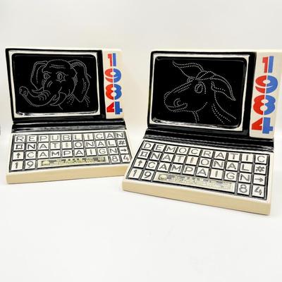 JIM BEAM ~ Pair (2) ~ 1984 Republican & Democratic Decanters