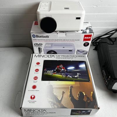 U898 Bluetooth RCA Projector & Minolta 120â€ Screen