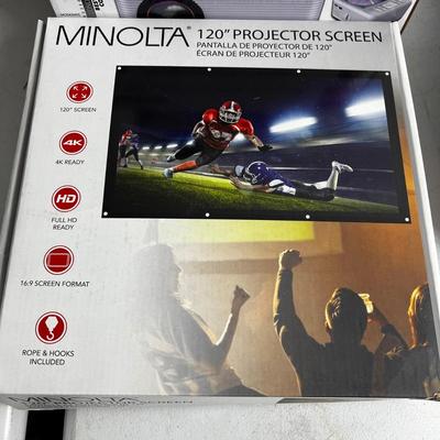 U898 Bluetooth RCA Projector & Minolta 120â€ Screen