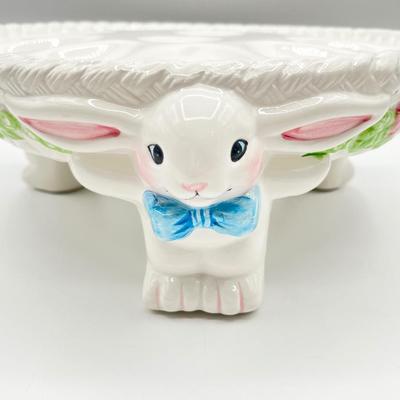 Easter Themed Porcelain Deviled Egg Serving Stand With Matching Salt & Pepper Shakers