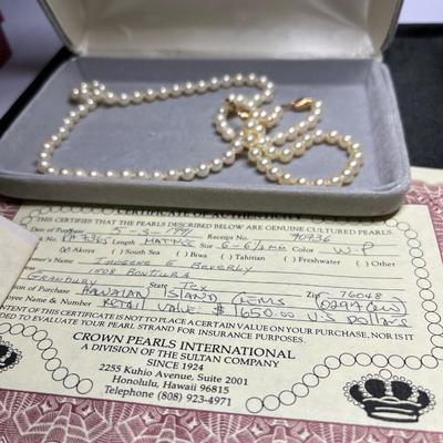 Pearl Necklace and Bracelet, 14k Gold clasps