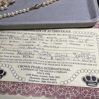 Pearl Necklace and Bracelet, 14k Gold clasps