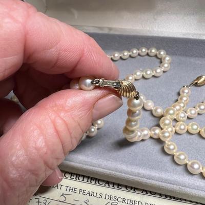 Pearl Necklace and Bracelet, 14k Gold clasps