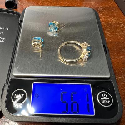 Beautiful Topaz and 14K Gold Earrings and Ring.