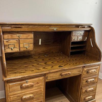 Solid Wood Roll Top Desk