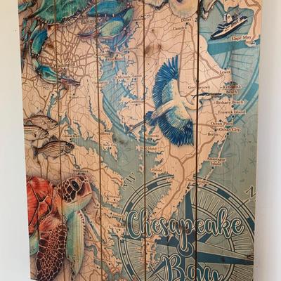 Chesapeake Bay Eastern Shore Map On Wood