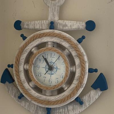 Ships Wheel Anchor Nautical Wall Clock