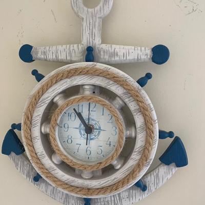 Ships Wheel Anchor Nautical Wall Clock