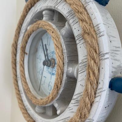 Ships Wheel Anchor Nautical Wall Clock