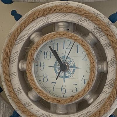 Ships Wheel Anchor Nautical Wall Clock