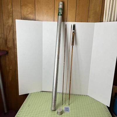 Vintage Silver Fishing Rod Case and Rod