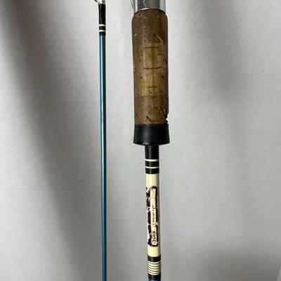 Vintage Blue Fishing Rod Case and Rod