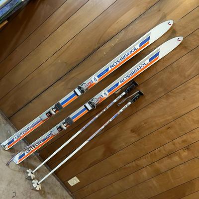 Vintage Meteor Rossignol Skis and Poles