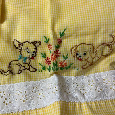 Vintage Stitched Pillowcase, Blanket, and Candle