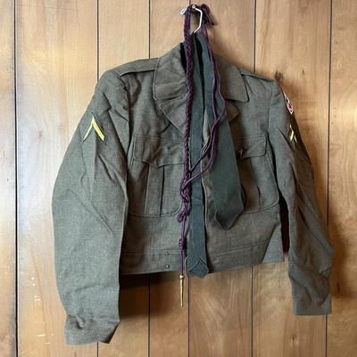 Vintage Military Suit Jacket with Tie