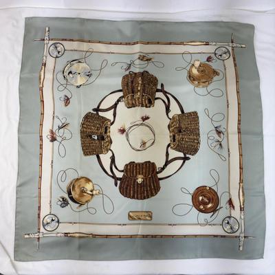 217 Authentic Wathne "Angling" Silk Scarf 1980's