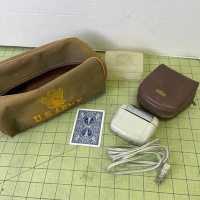 Vintage US Army Travel Bag and Sunbeam Shavemaster