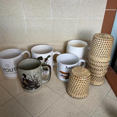 Mugs and Woven Cup Sleeves