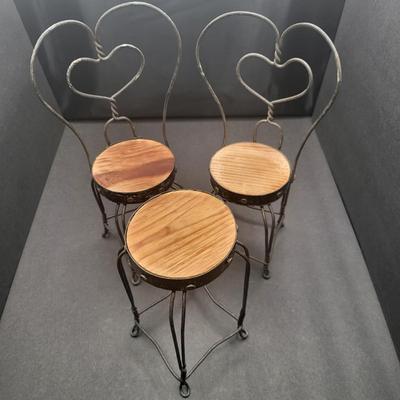 Doll Sized Wood & Metal Bistro Table & Chairs