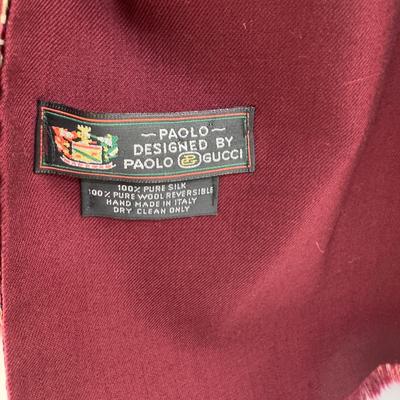 219 Authentic Paolo Designed by Paolo Gucci 100% Silk On Front, 100% Wool On Back Scarf