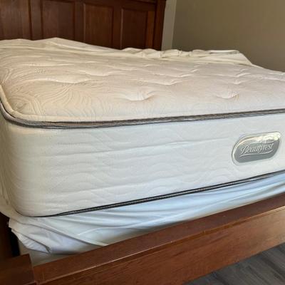 Queen Wood Bed Frame, Beauty Rest Mattress & Bed Frameâ€”LIKE NEW!