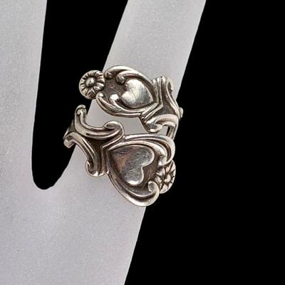 Sterling Heart & Flower Ring