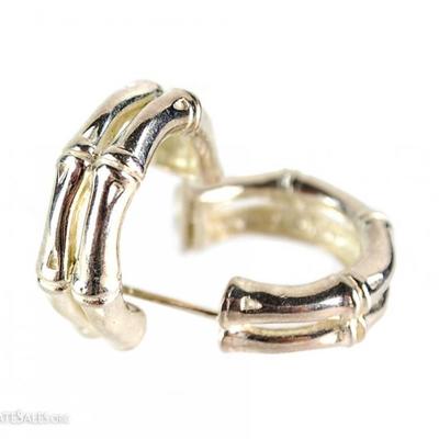 Sterling Bamboo Half Hoop Earrings