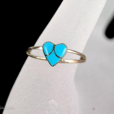 Sterling Turquoise Heart Ring