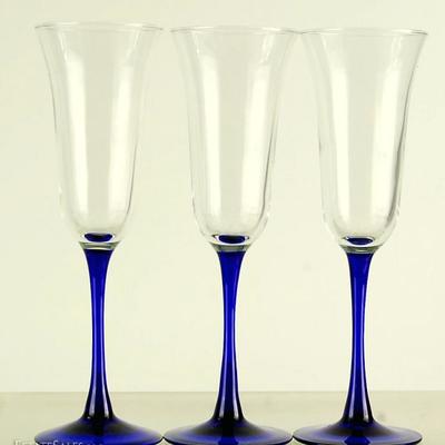 Set of 3 Cobalt Blue Sherry Wine Stem 