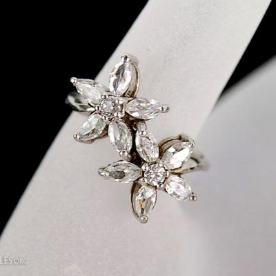 Sterling Double Flower Ring