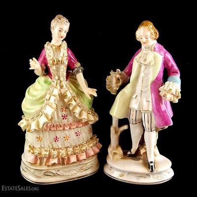 PAIR Porcelain Meissen Style Figurine Couple