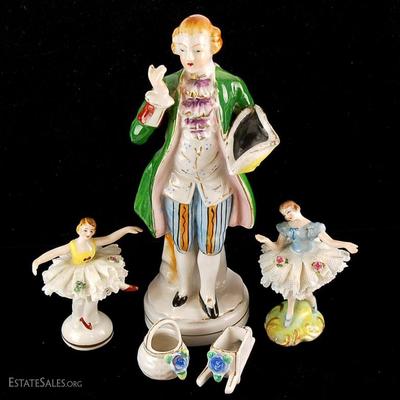 Porcelain Colonial Figurine & Miniature Ballet Dancer LOt