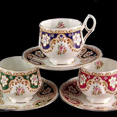 Rosina Fine English Bone China Tea Cup & Saucer Set of 3