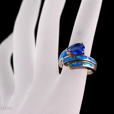 Sterling Sapphire Opal Ring