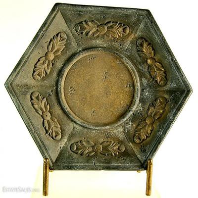 Etruscan Style Metallic Pottery Sculpture & Stand